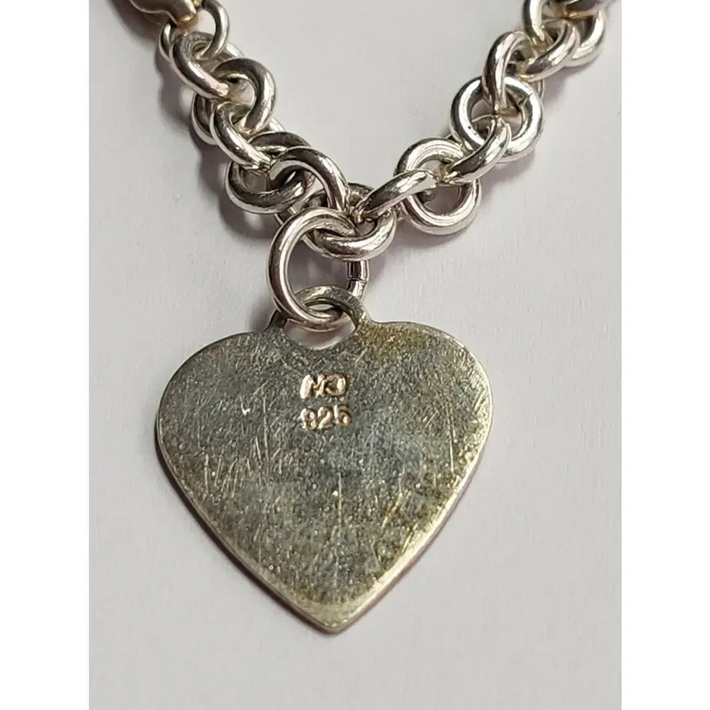 Sterling Silver Heart Charm Bracelet 6.75